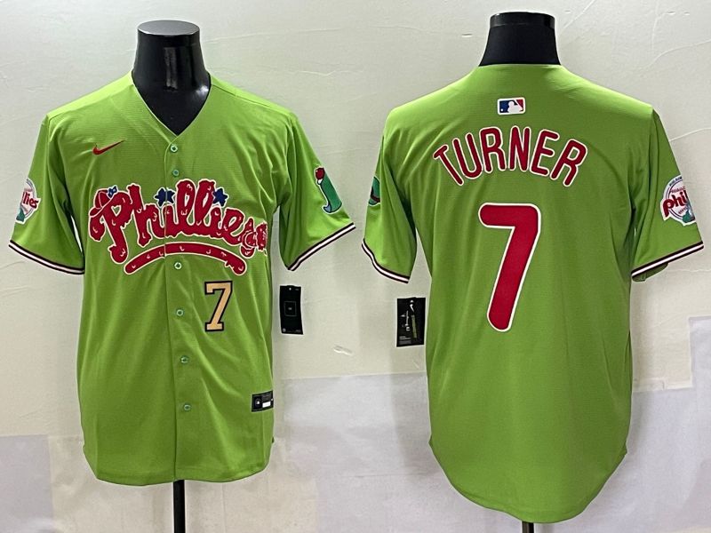 Men Philadelphia Phillies #7 Turner Green Five generations Joint Name 2025 Nike MLB Jersey style 4->philadelphia phillies->MLB Jersey